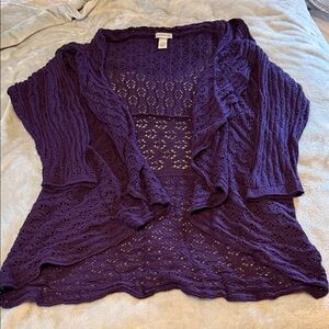 Catherines Deep Purple Open Knit Cardigan